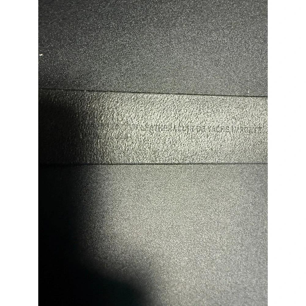 Banana Republic Mens Black Leather Belt Silver Plaque Slide Buckle USA Office
